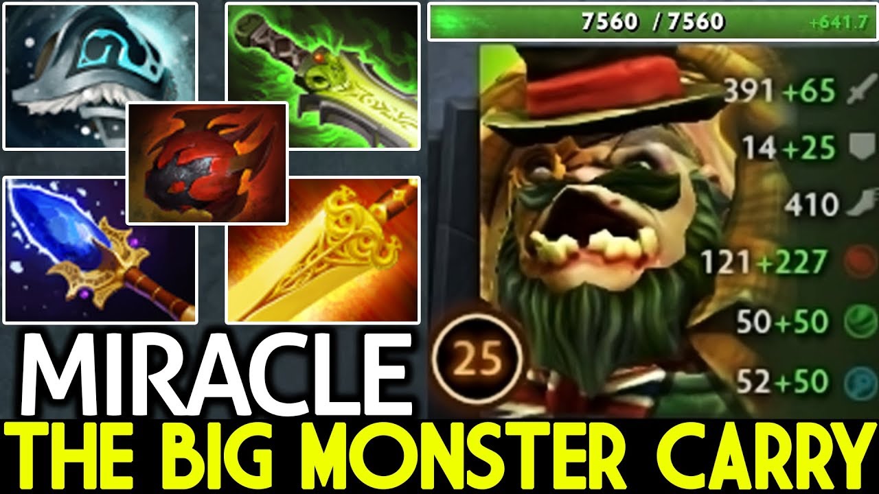 MIRACLE [Pudge] The Big Monster +7800 HP Carry WTF Plays 7.22 Dota 2