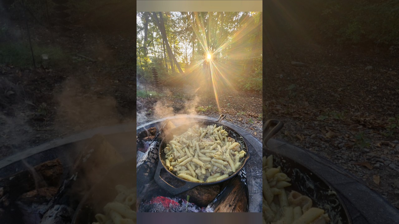 Chicken Bacon Alfredo over the Campfire
