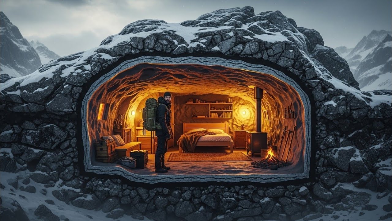I  Built a Secret Underground Shelter Inside a 1000 Year Old Mountain Rock