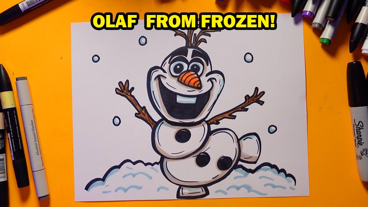 How to Draw Olaf Snowman from Frozen!