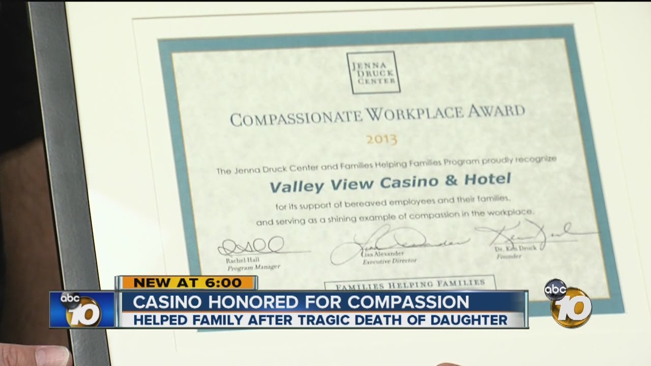 Valley View Casino and Hotel honored as Compassionate Workplace by Jenna Druck Center