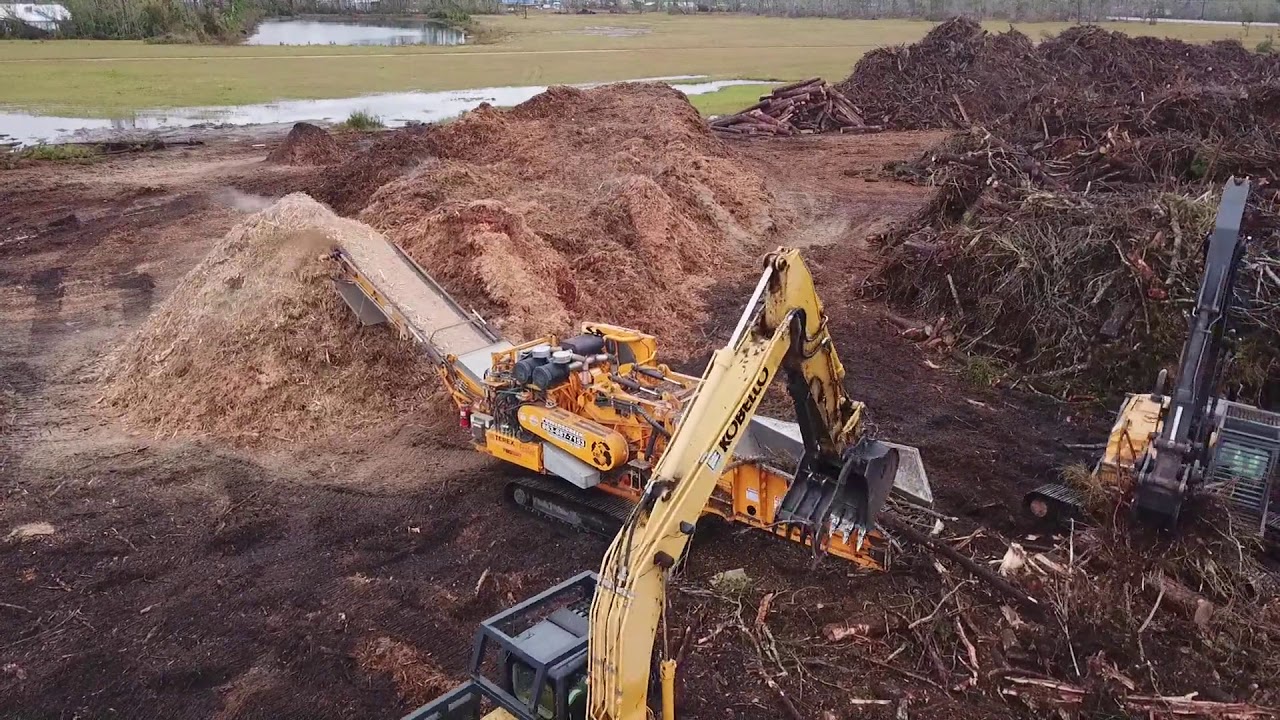 CBI Horizontal Grinders Processing Hurricane Michael Debris