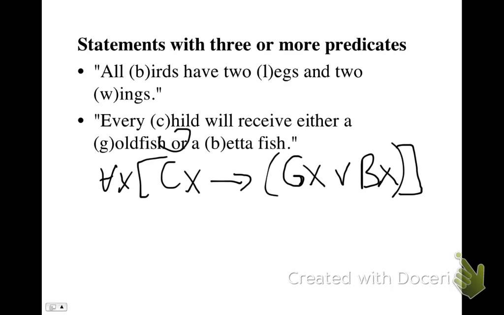 Translating predicate logic statements with three or more predicates