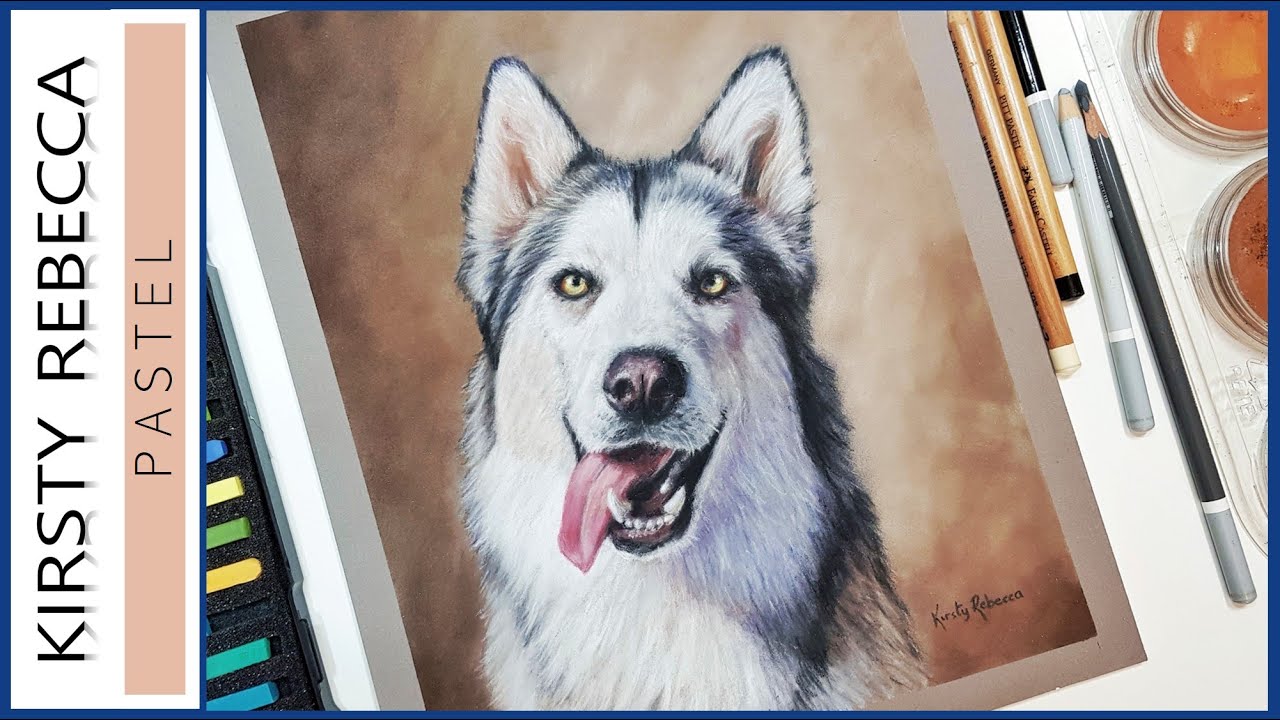 BLACK and WHITE Fur in Pastels! // How to draw a husky!