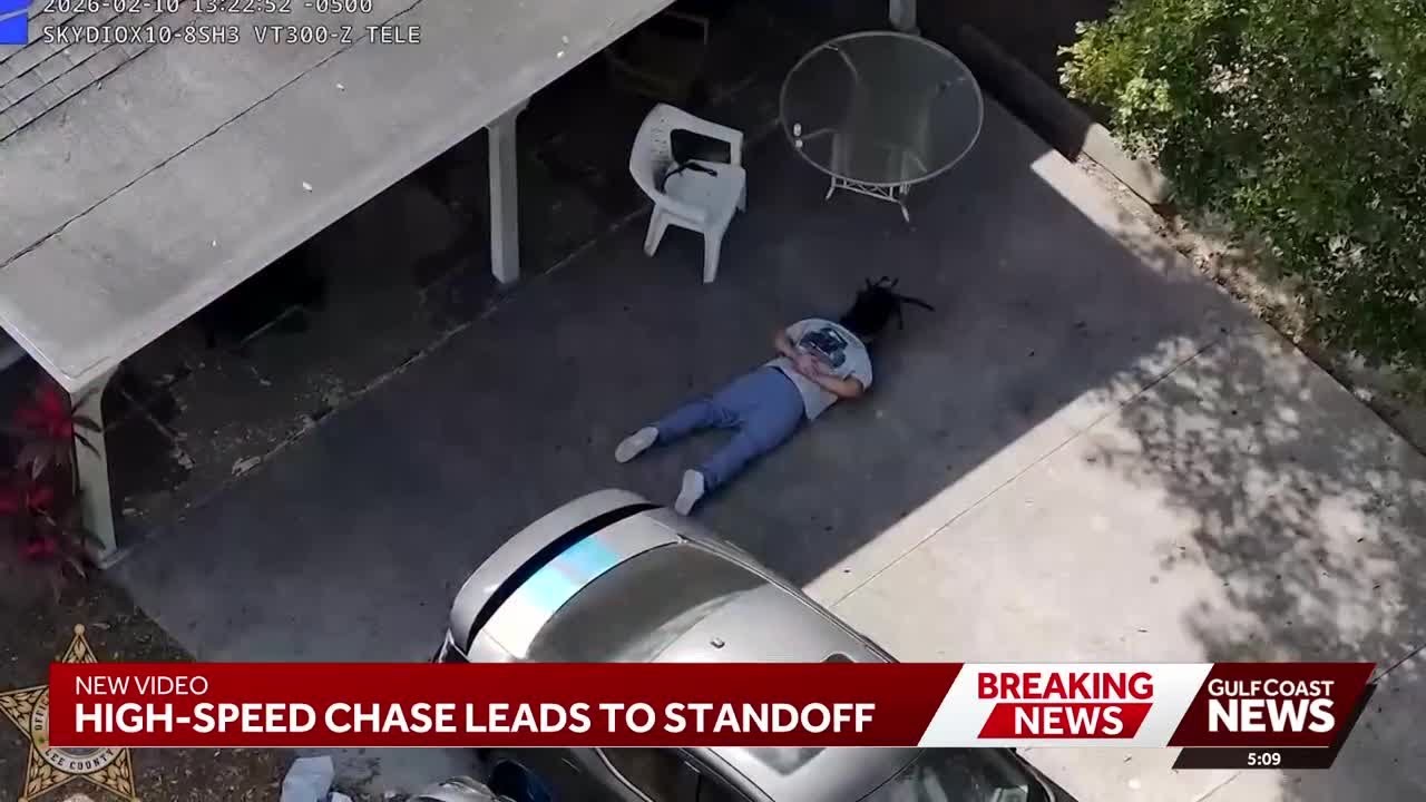New video shows high-speed chase after robbery suspect barricades himself in Fort Myers home