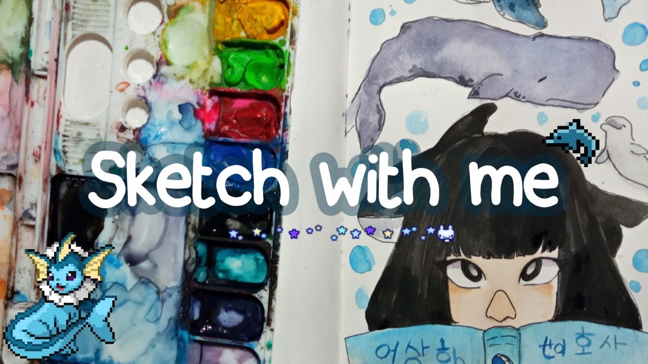 Sketch with me #8 - desenhando a protagonista do meu dorama fav e falando 🐋