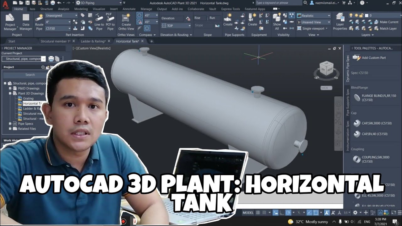 AutoCAD Plant 3D: Horizontal Tank (Bahasa Melayu)
