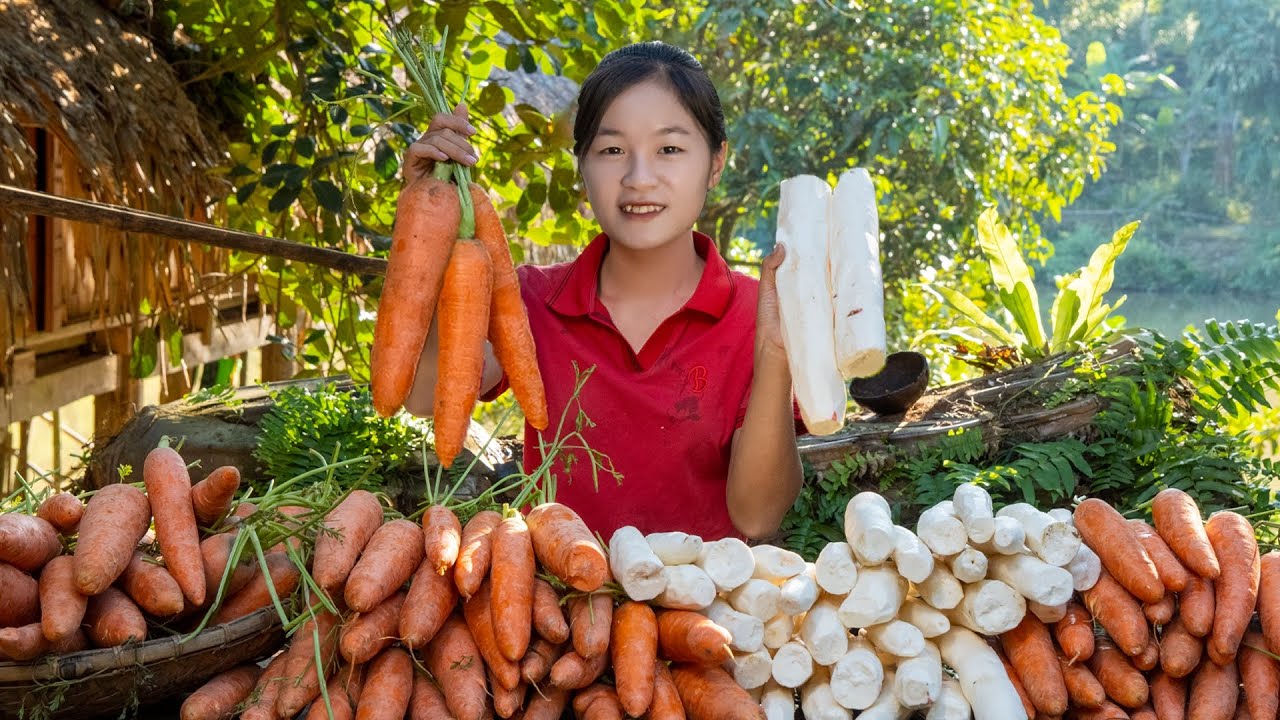 Harvest CASSAVA and CARROT goes to the market sell | Ella Daily Life