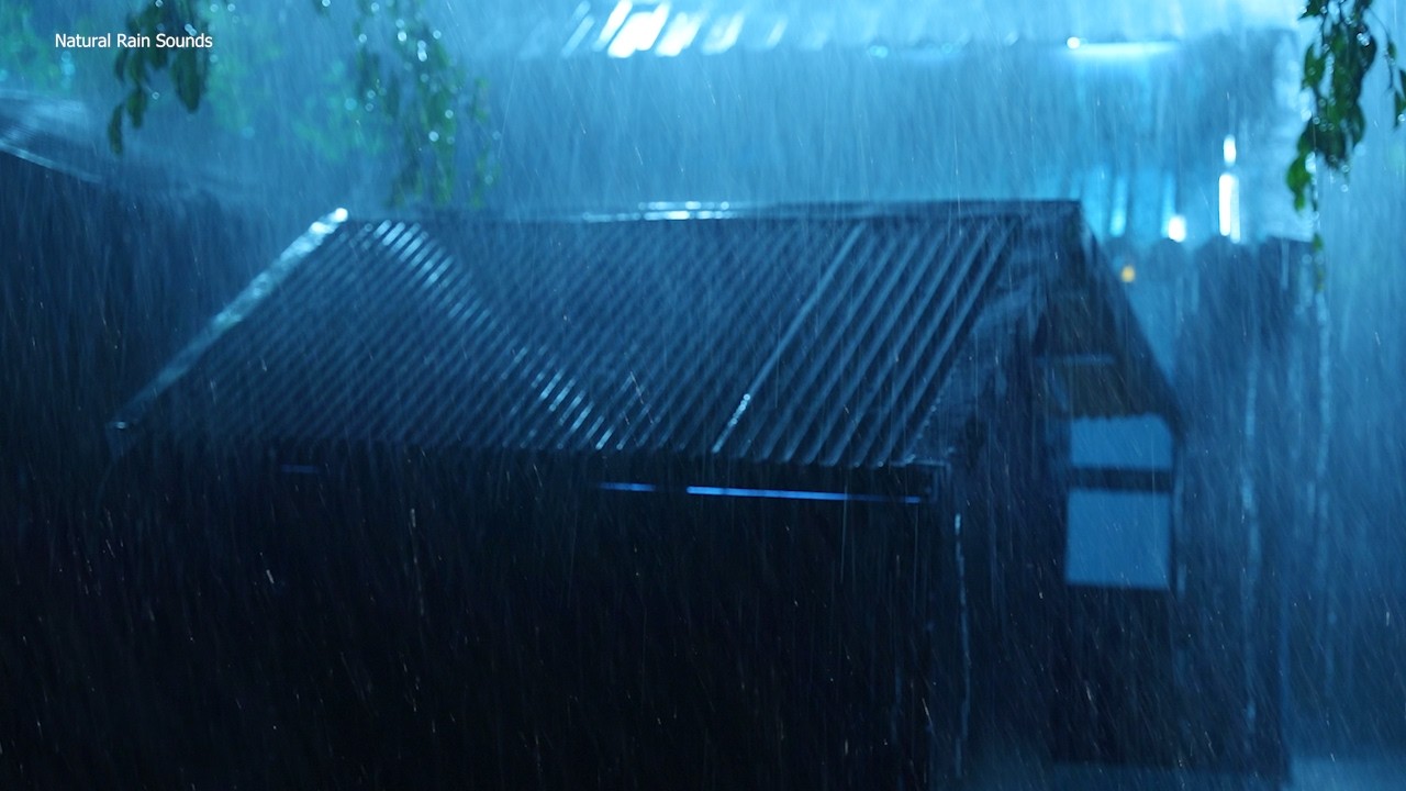 Storm Rain & Thunderstorm Sleep Sounds | Torrential Rainstorm on Tin Roof & Mighty Thunder at Night