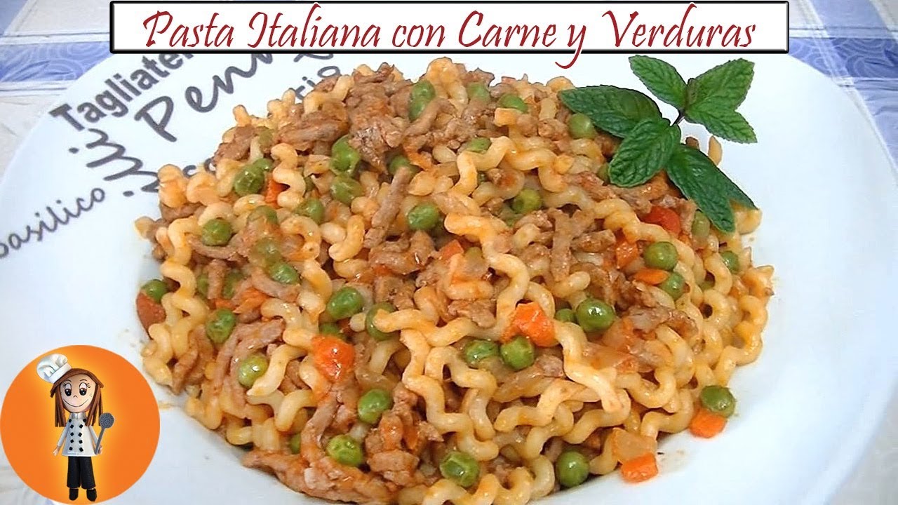 Pasta Italiana con Carne y Verduras | Receta de Cocina en Familia