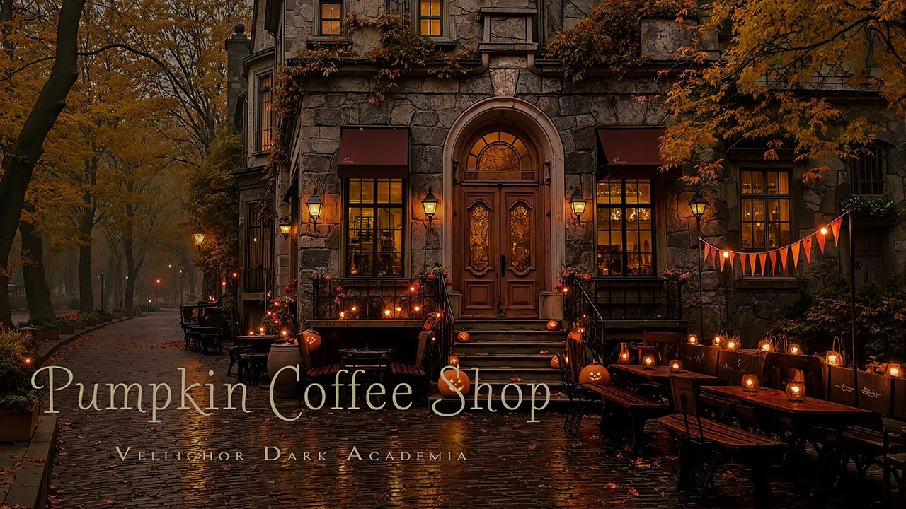 Autumn Night the Warm Bookstore on a Mysterious | Piano & Dark Academia Space