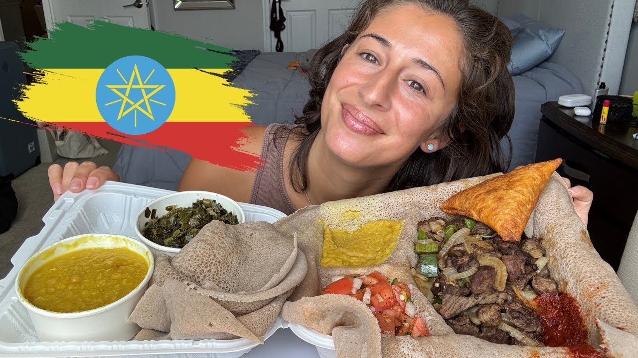 Ethiopian Food Mukbang | Spicy Beef Tibs, Injera, & Veggie Sides!