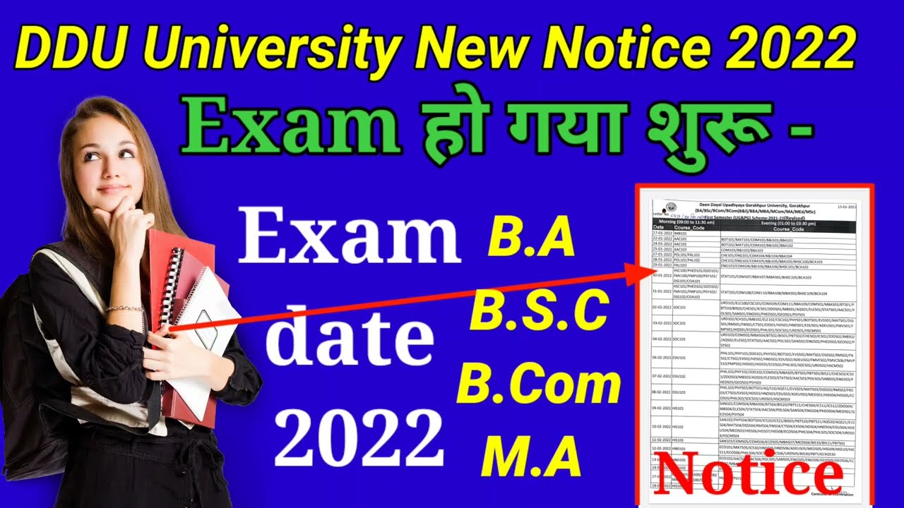 Ddu University new Notice 2022 | DDU University BA, BSC, BCOM, MSC, MCA, Exam date | ddu Examination