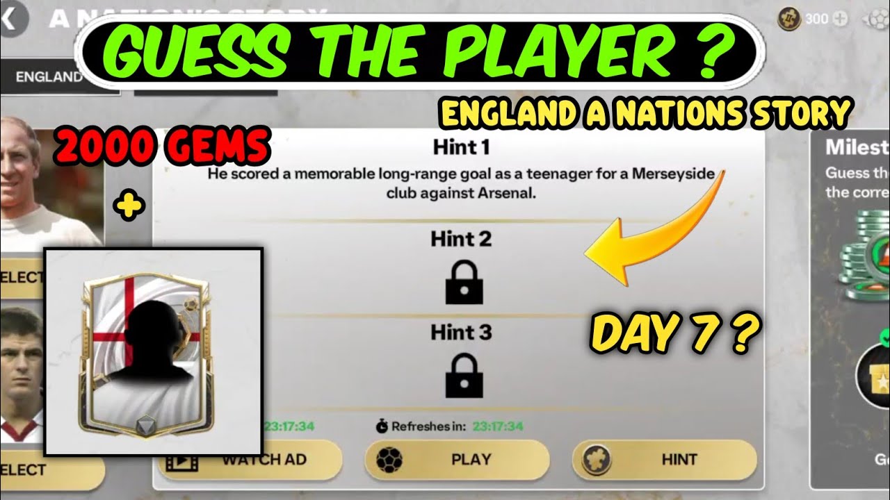 УГАДАЙТЕ ИГРОКА | КАК ПОЛУЧИТЬ АНГЛИЮ: ИСТОРИЯ СТРАНЫ, ДЕНЬ 7, Осколки ответов в EA FC FIFA MOBIL...