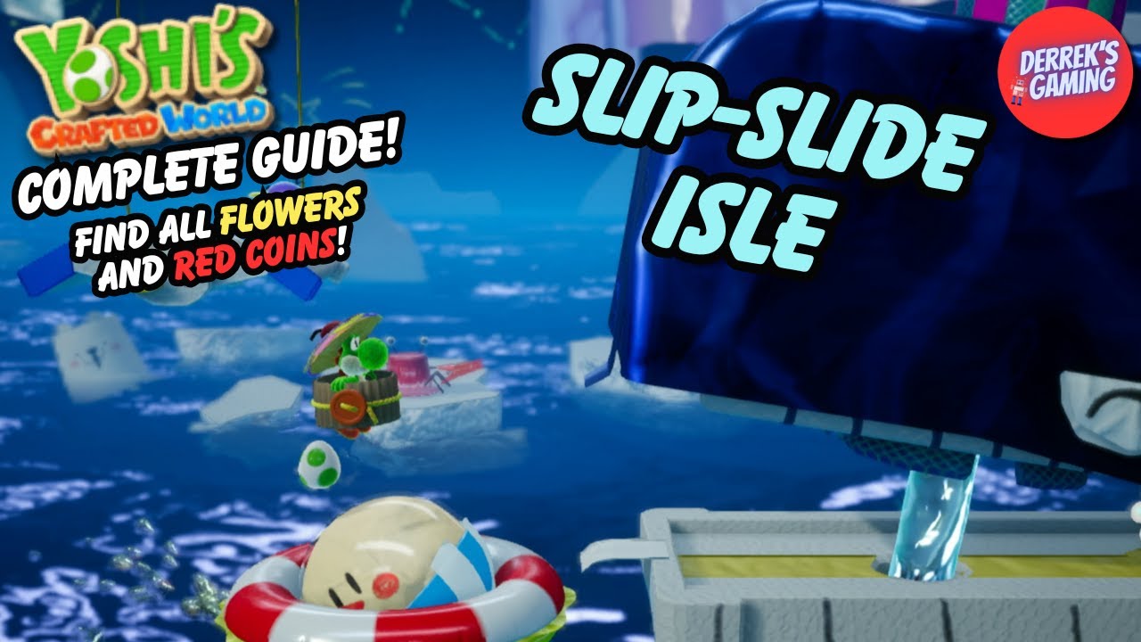 Yoshi's Crafted World | Slip-Slide Isle Guide (All Hidden Flowers and Red Coins!)