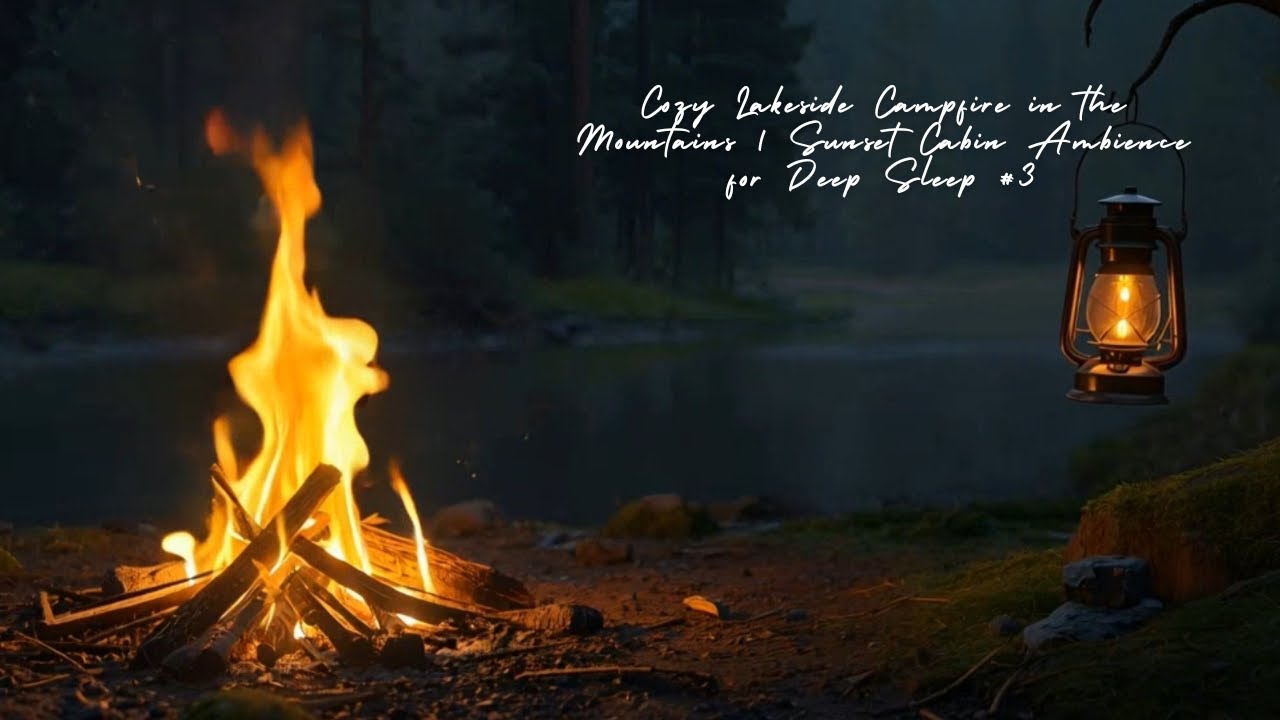 Cozy Lakeside Campfire in the Mountains | Sunset Cabin Ambience for Deep Sleep #3