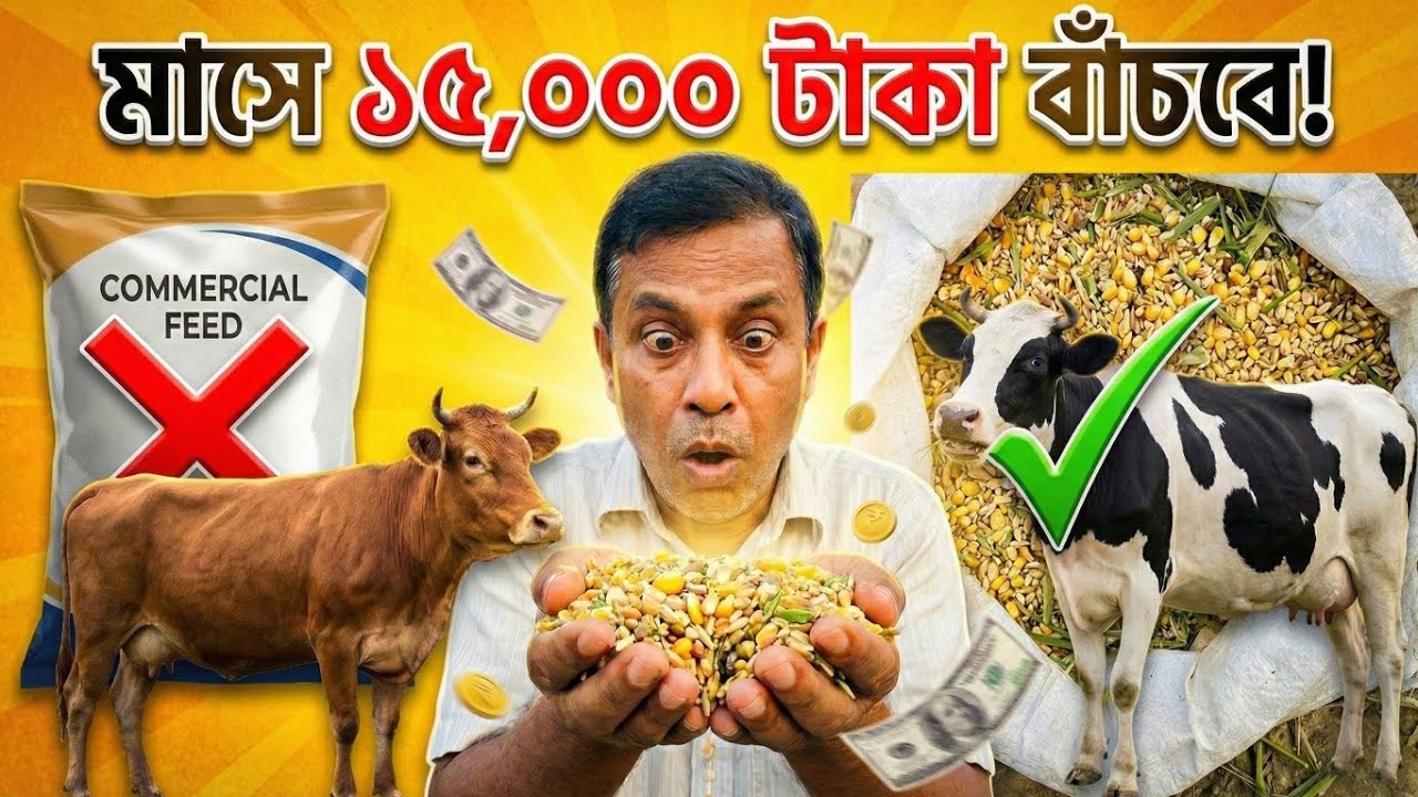 ১ কেজি ফিড মাত্র ২৬ টাকায়! গরুর খামারের গোপন ফর্মুলা ফাঁস | Homemade Cattle Feed 2026