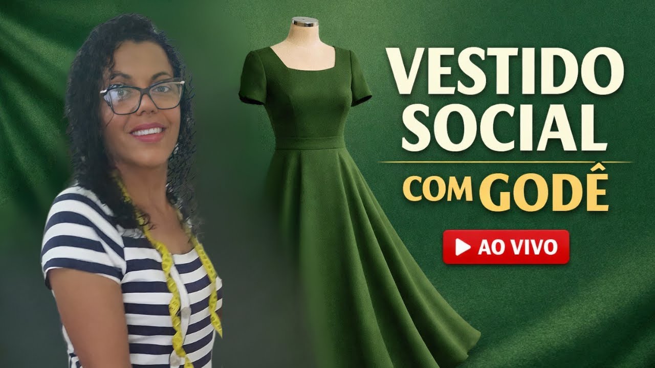 Faby Corte Costura DIy:Vestido Social Elegante com Godê