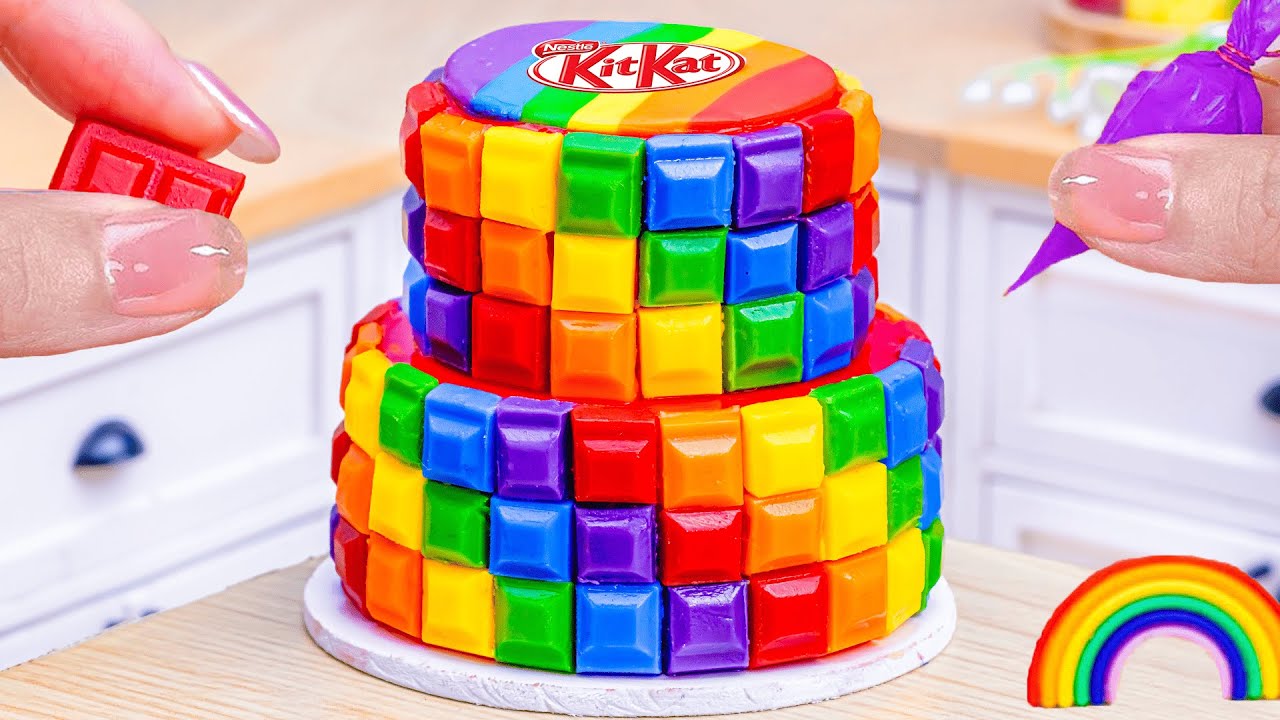 Mini Rainbow Cake Recipe With Chocolate🌈Satisfying Miniature Colorful Chocolate Cake🌈HT Mini Cakes