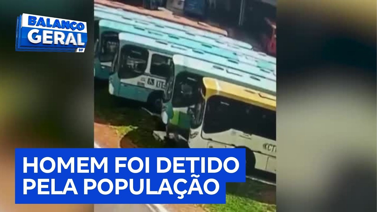 Câmeras flagram momento em que homem tenta estuprar mulher atrás de ônibus no DF | Balanço Geral DF