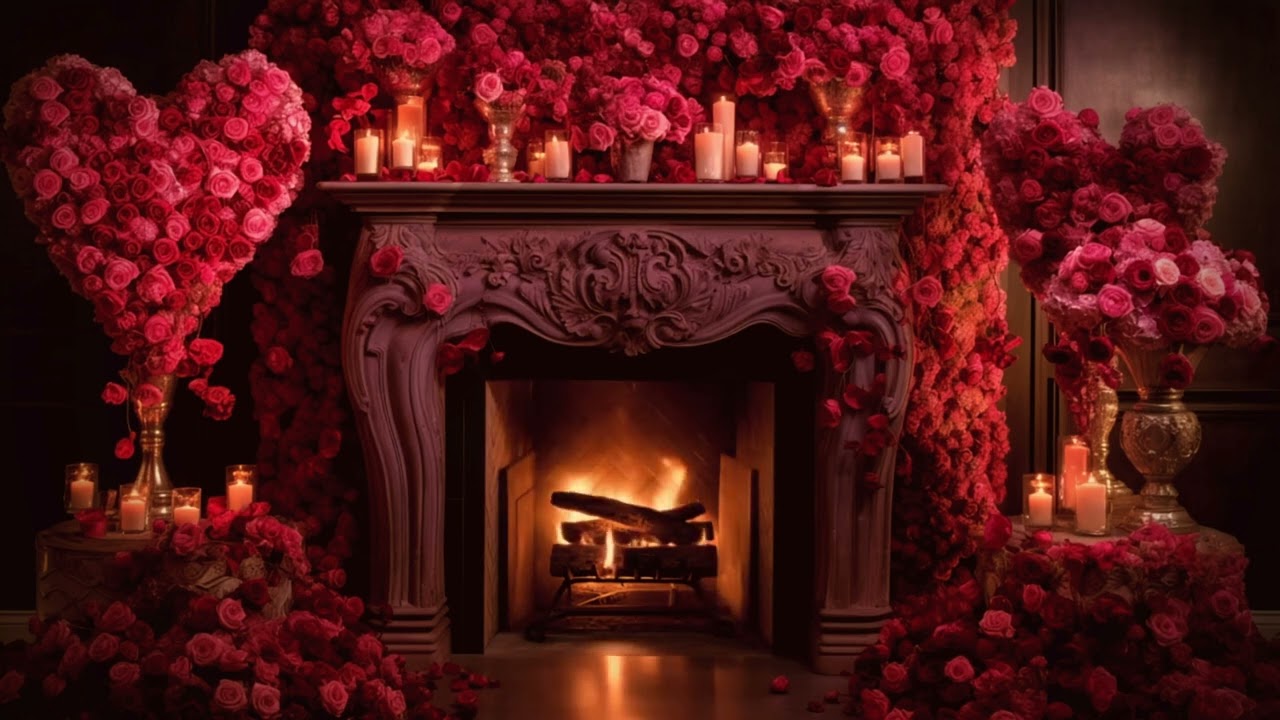 10 Hours of Romantic Crackling Fire Sounds for Relaxation | Valentine's Day Cozy Fireplace | 4K