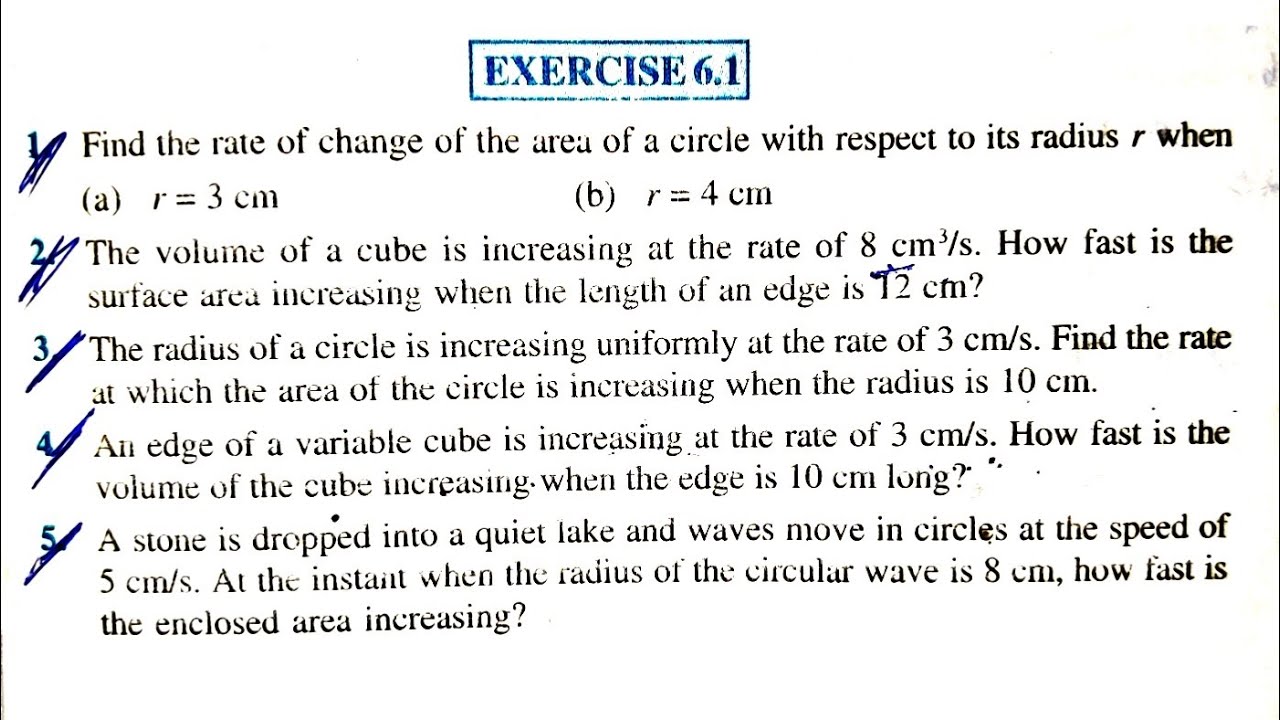 12th (NCERT) MATHEMATICS-APPLICATION OF DERIVATIVES | EXERCISE 6.1 (PART-1)| GENIUS LEARNING (HINDI)