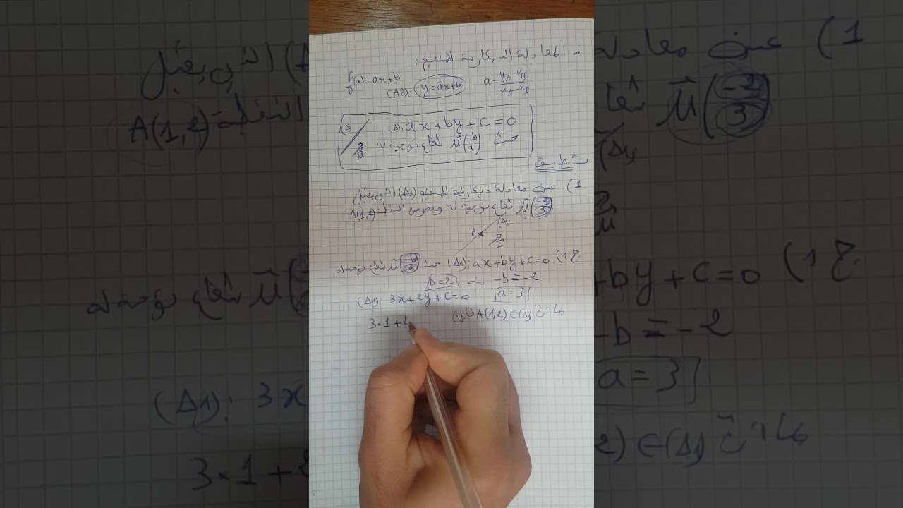 معادلة ديكارتية لمستقيم للسنة الأولى ثانوي