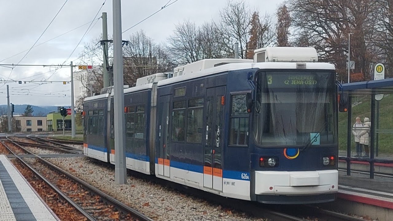 Tram Jena | Mitfahrt auf der Kompl. 3 Von Winzerla bis Lobeda Ost im GT6M 626