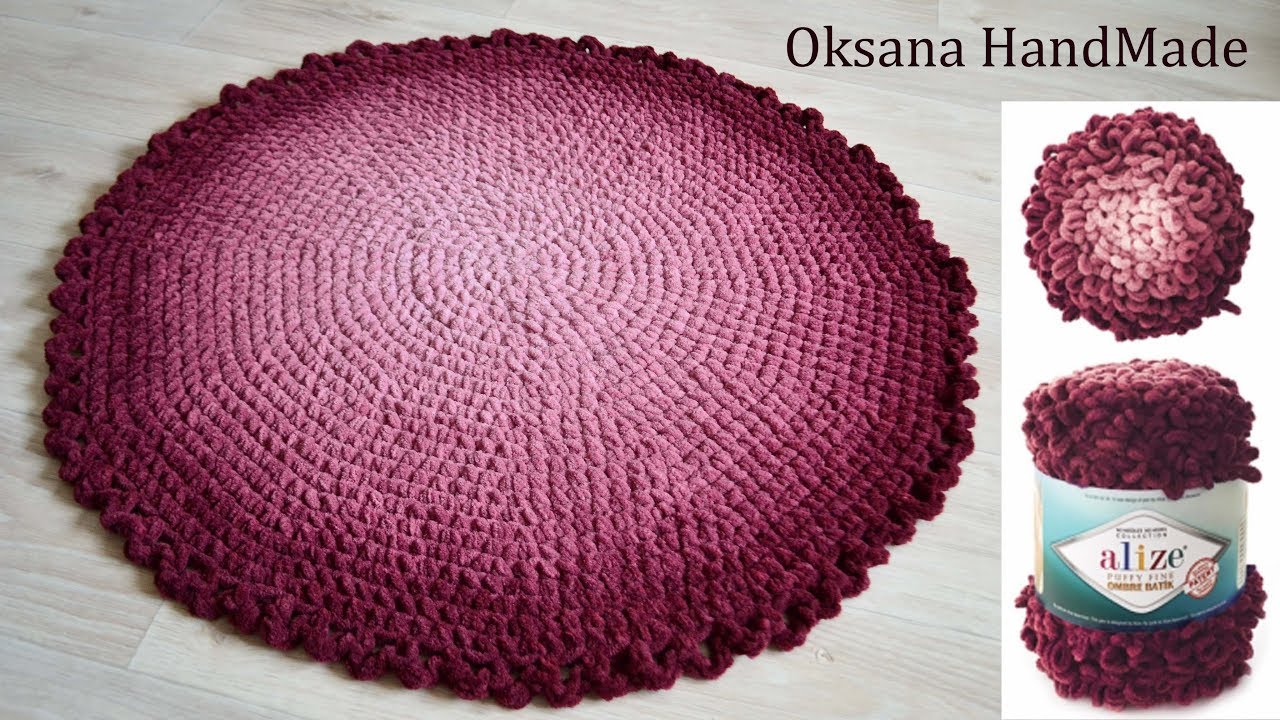 Новинка Alize Puffy Fine Ombre Batik. Вяжем ковер крючком или руками.