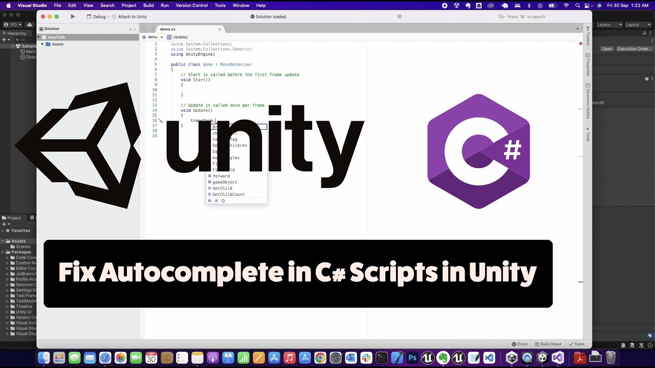 How To Fix Autocomplete in C# scripts in Unity