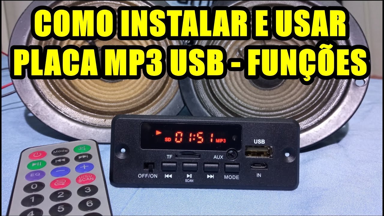 Como instalar placa modulo MP3 USB Bluetooth no Auto falante e como usar as funções