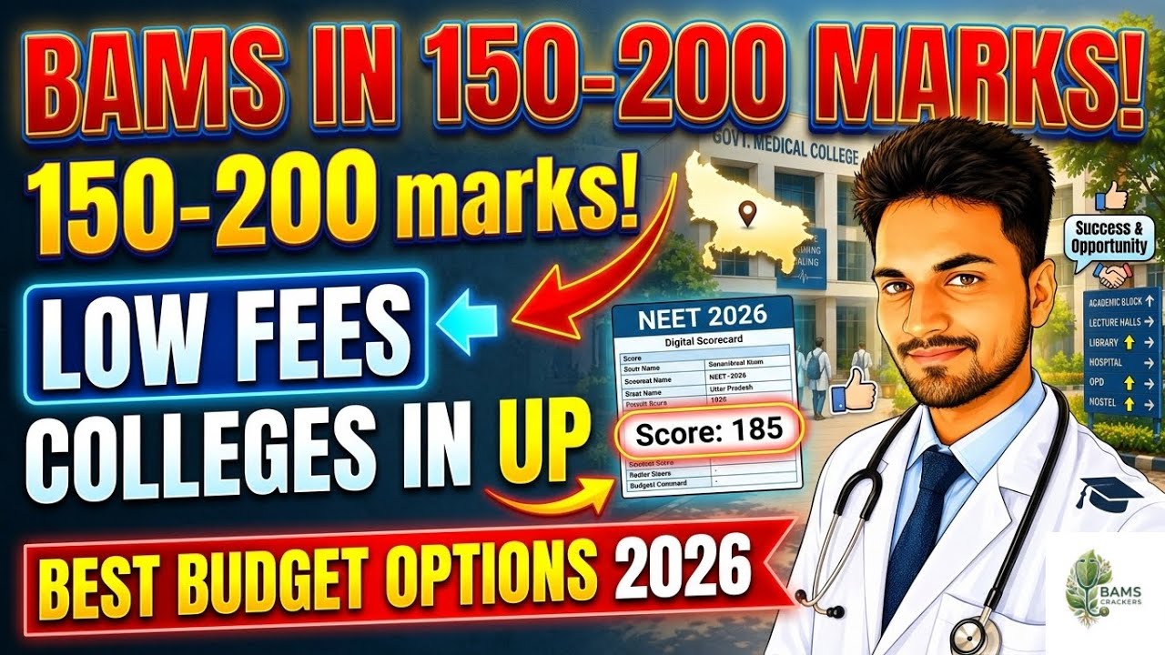 🚨 BAMS Admission at 150-200 Marks! Lowest Fee Colleges in UP (NEET 2026)