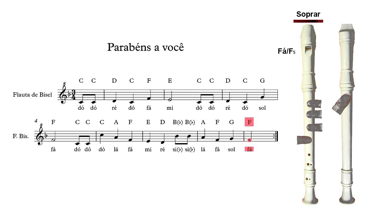 Flauta de Bisel (ou flauta doce) - Parabéns a você
