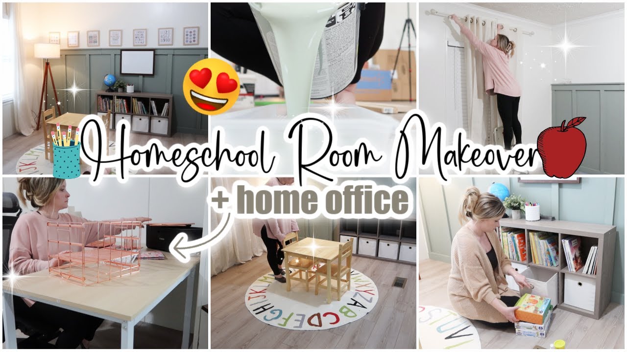 🍎✏️MOBILE HOME MAKEOVER // homeschool room + home office transformation