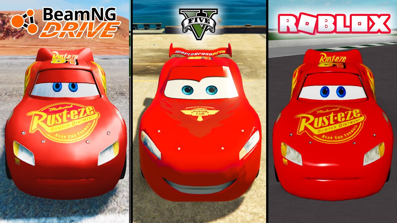 GTA 5 Молния Маккуин против BeamNG Drive Молния Маккуин против ROBLOX Маккуин — что лучше?