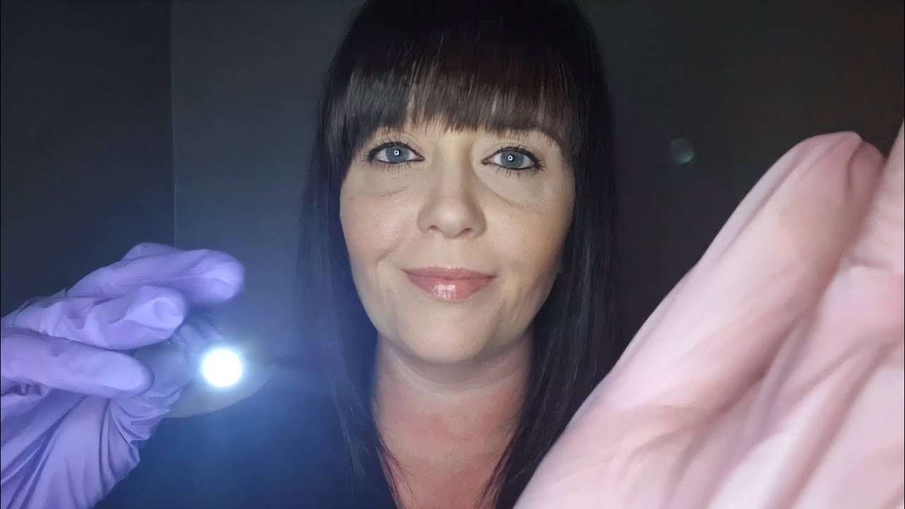 ASMR Face Touching With Nitrile Gloves & Light Triggers | Don't Fall Asleep