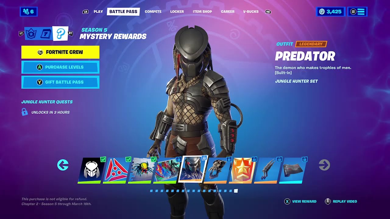 Predator Rewards added to Fortnite Battle Royale Lobby Jungle Hunter Set