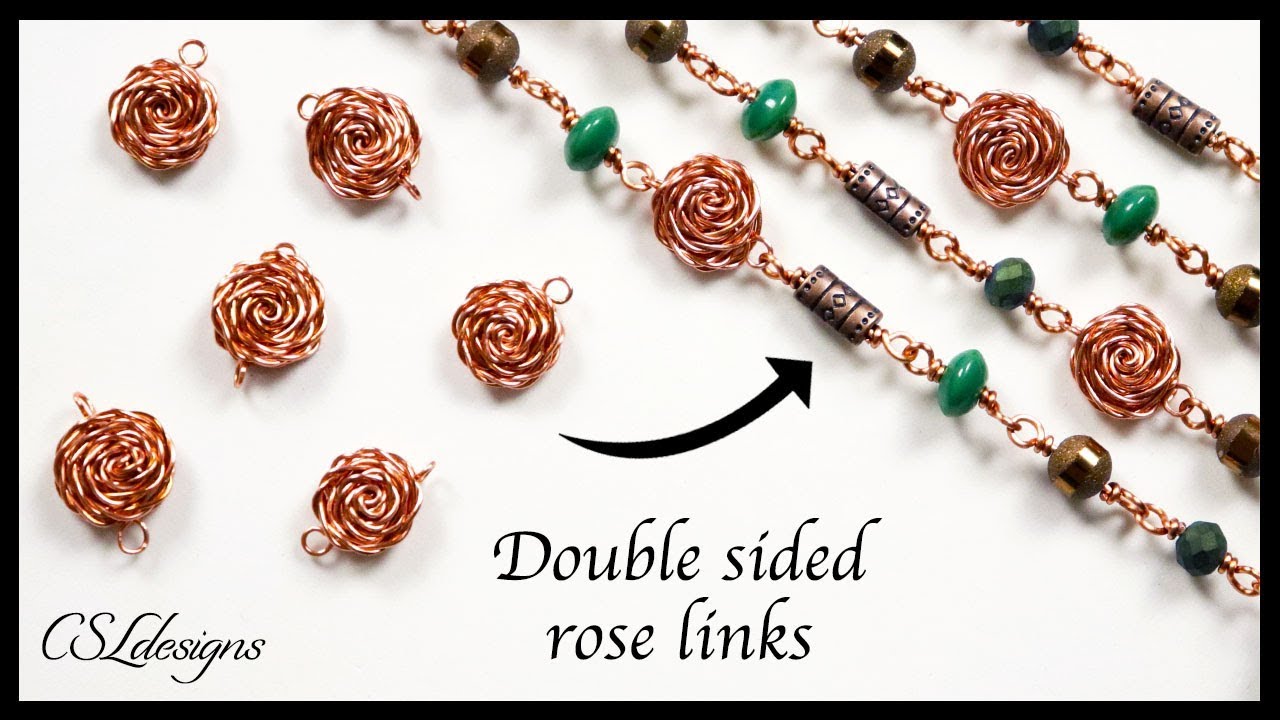 Double sided wirework rose link/charm