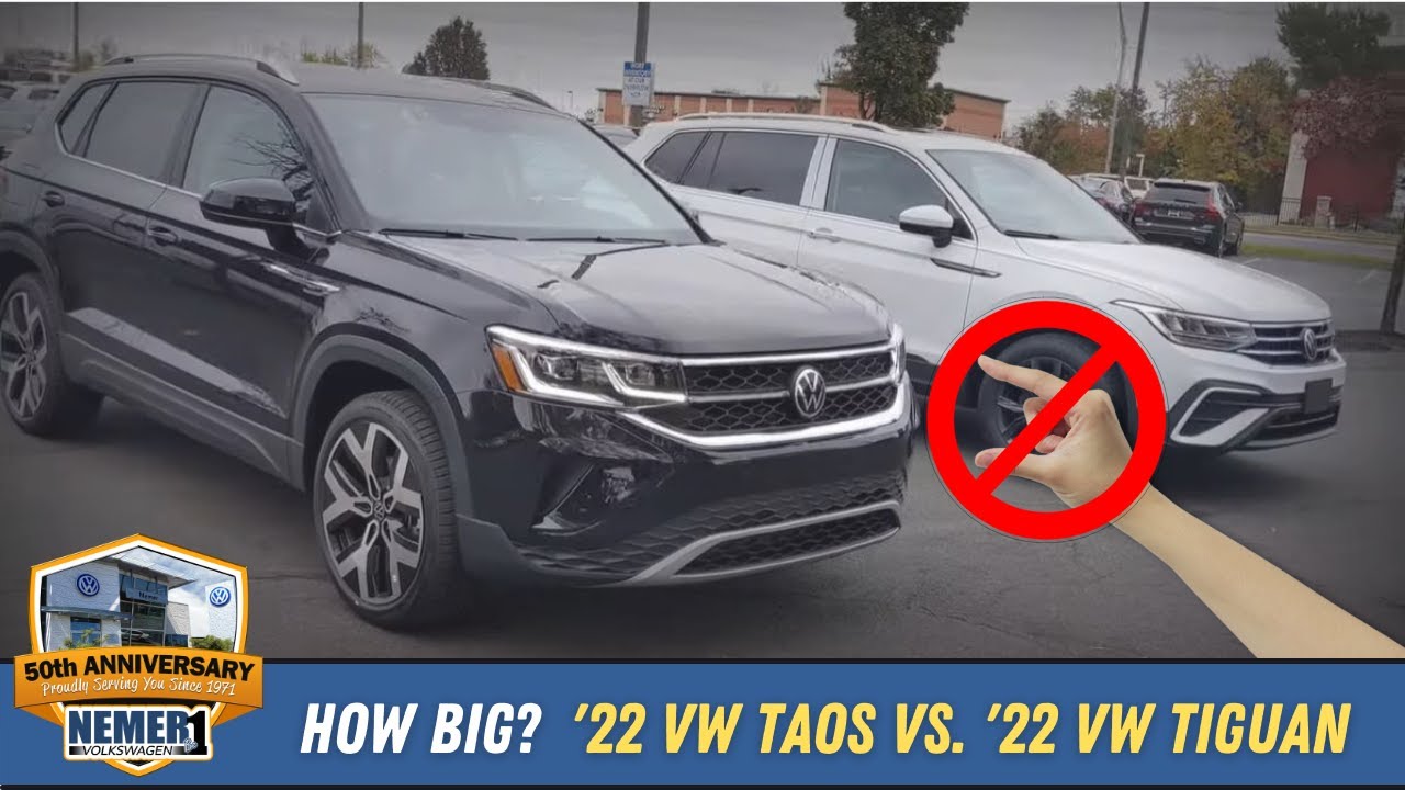 Сравнение размеров: VW Taos 2022 года и VW Tiguan 2022 года