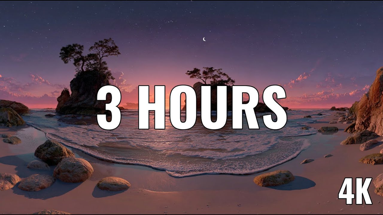 Relaxing Bossa Nova & Sunset Beach 🏖️ 4K 3 Hours | Ocean Waves & Soft Jazz Guitar for Study, Sleep