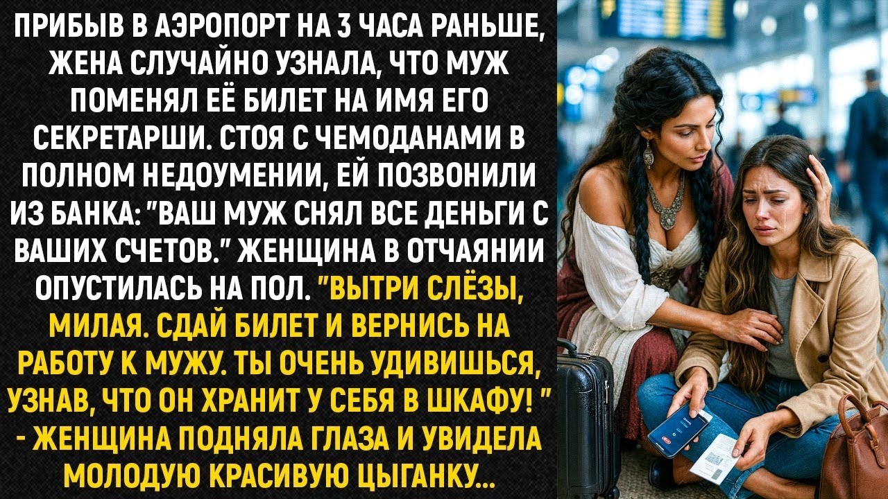 Прибыв в аэропорт на 3 часа раньше, жена случайно узнала , что муж поменял её билет