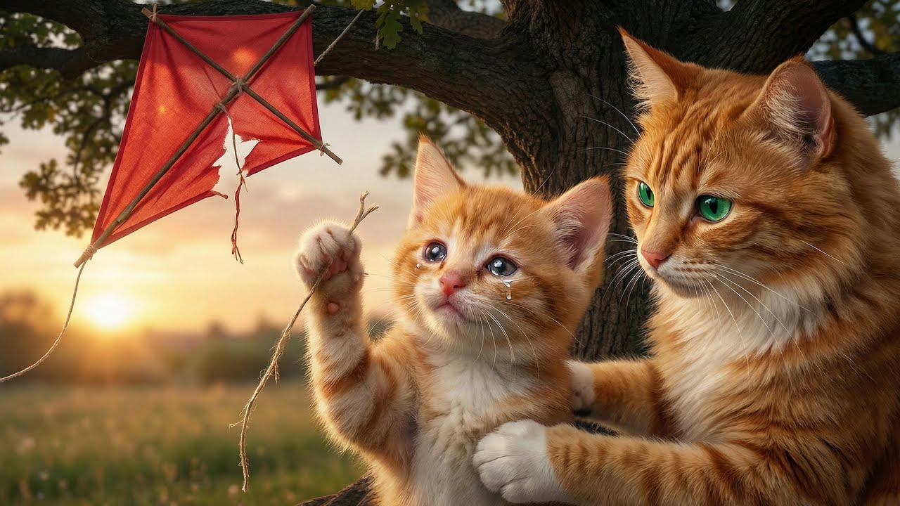 Baby Cat Lost Her Kite… What Mama Cat Did Next Changed Everything!