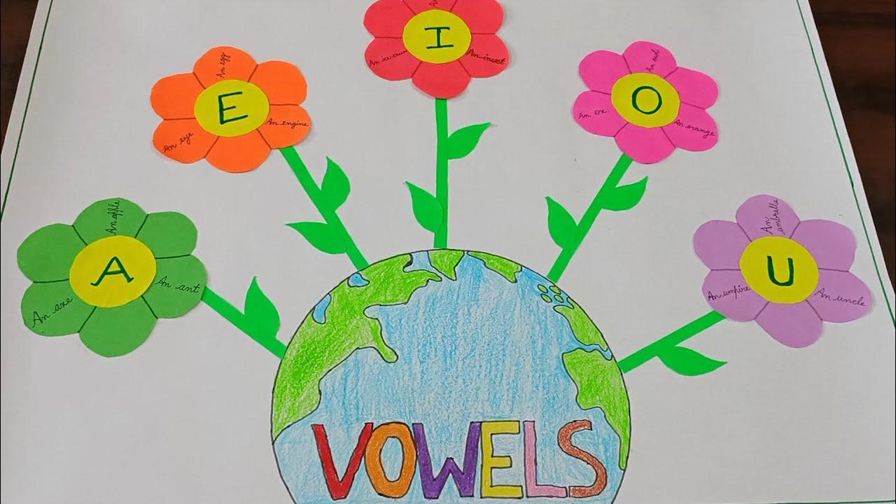 How tomake English Vowels Project on chart paper | Vowels activities, craft | School Project