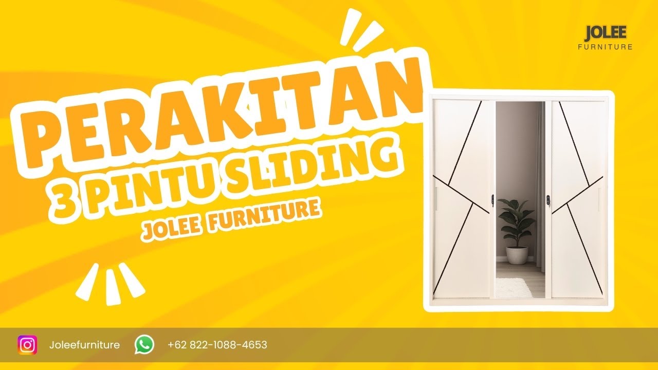 Perakitan lemari pakaian 3 pintu sliding