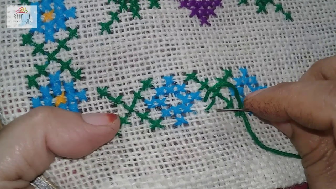 Cross stitch border line design || Cute flower design border line for your crafts