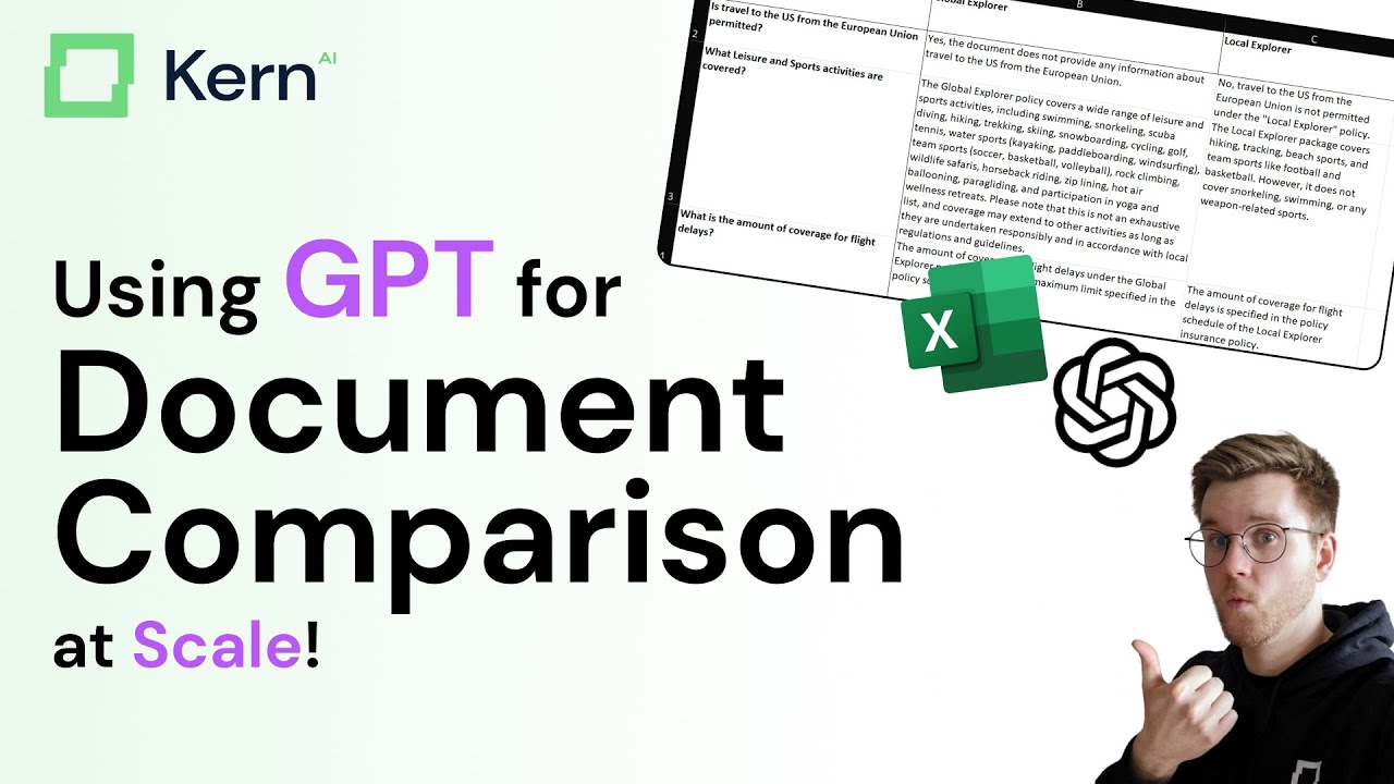 Using LLMs and Kern AI Cognition to Compare Large Amounts of Documents