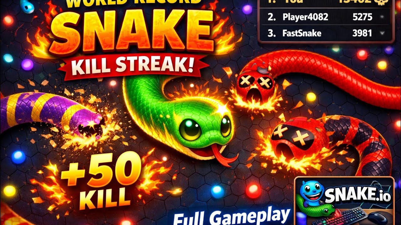 World Record Snake Kill Streak 🐍🔥 Full Gameplay #SnakeIO #SnakeGame #Gaming