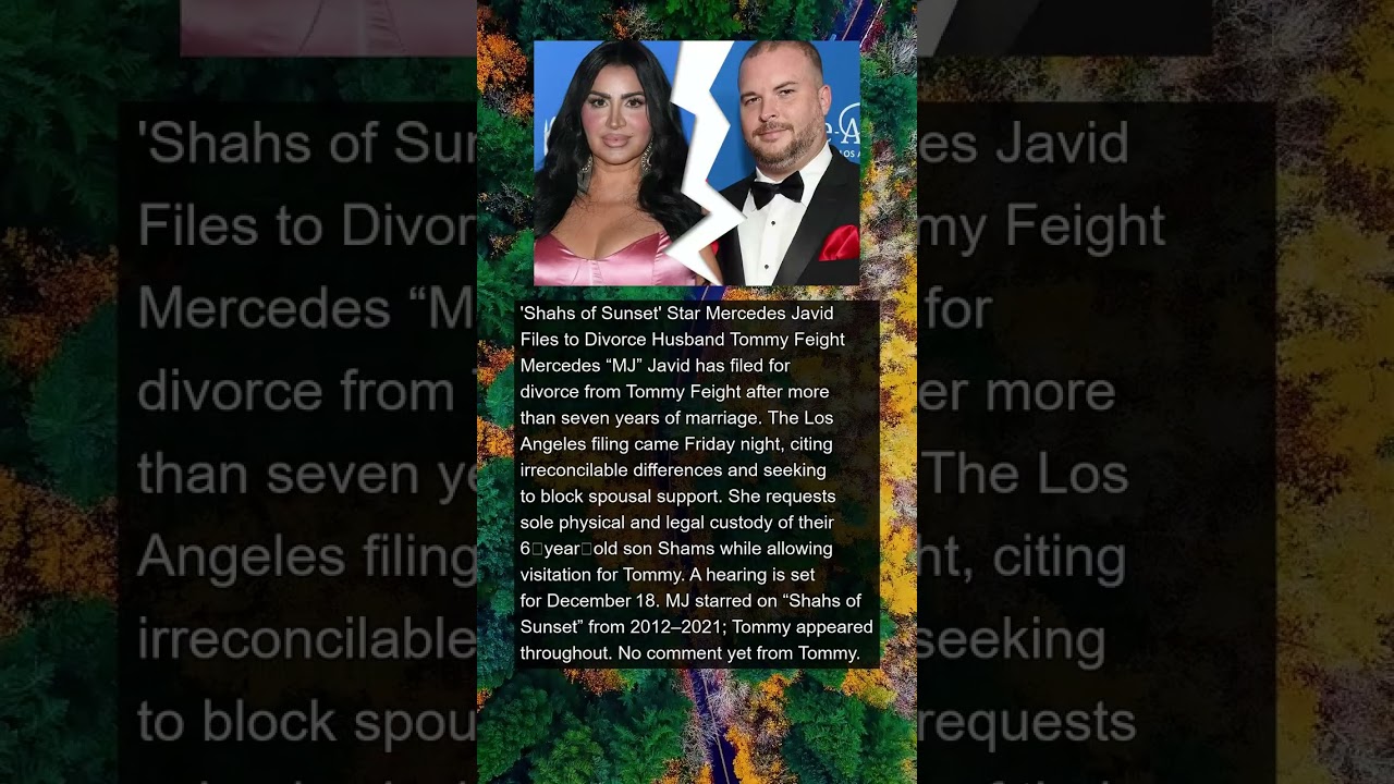 Shahs of Sunset Mercedes Javid Files For Divorce After 7 Years. Custody of 6-Year-Old|