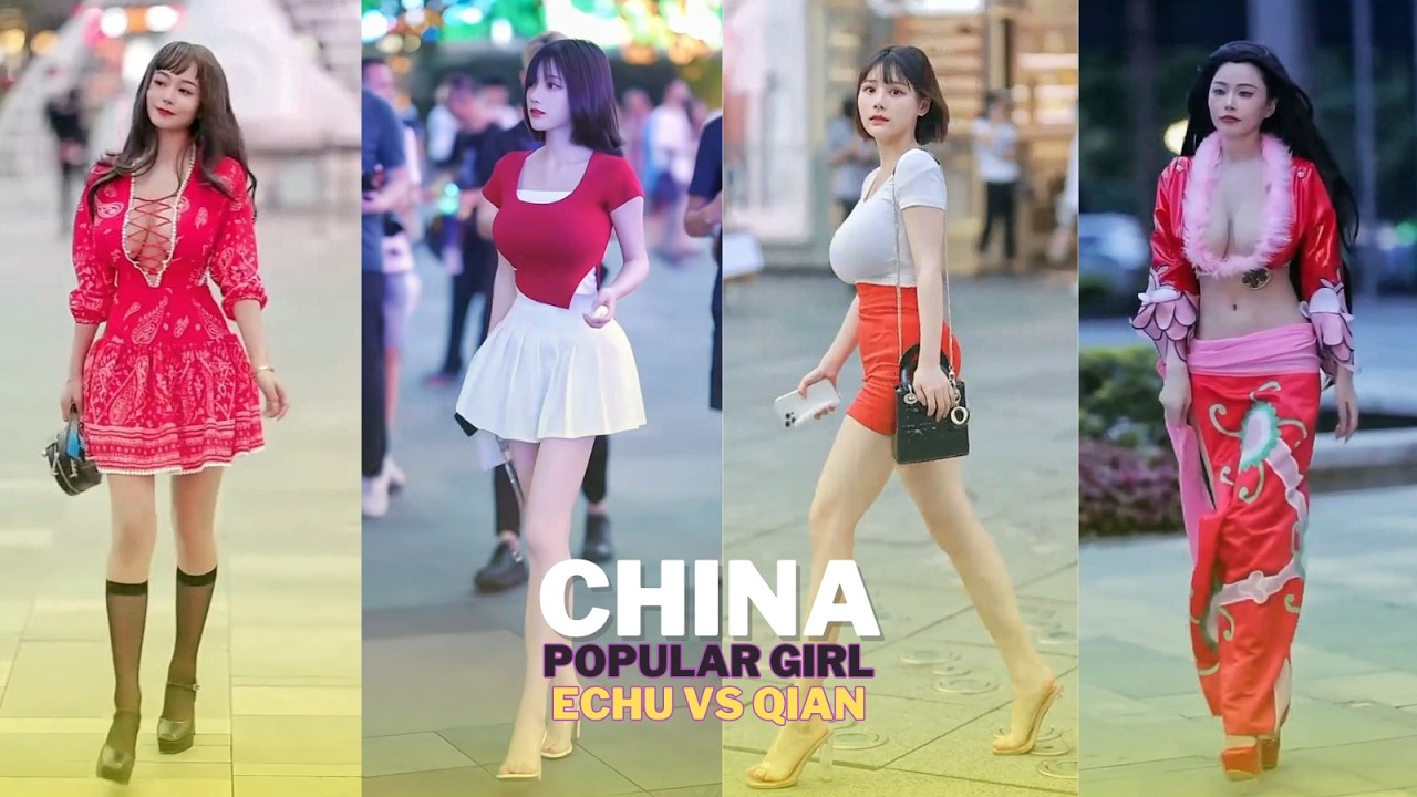 China 2 Popular girl Qian VS Echo street fashion Tik tok