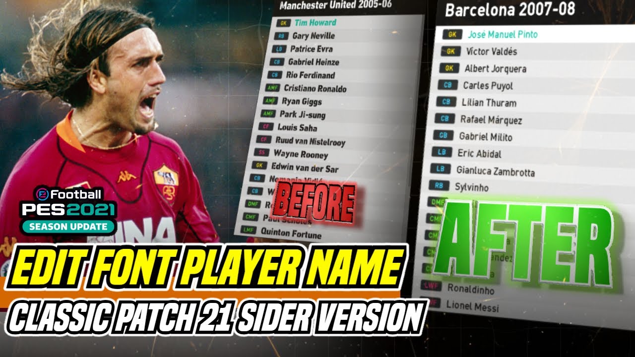 PES 2021 || ИЗМЕНИТЬ ШРИФТ ИМЯ ИГРОКА КЛАССИЧЕСКИЙ ПАТЧ ВЕРСИЯ СТОРОНЫ